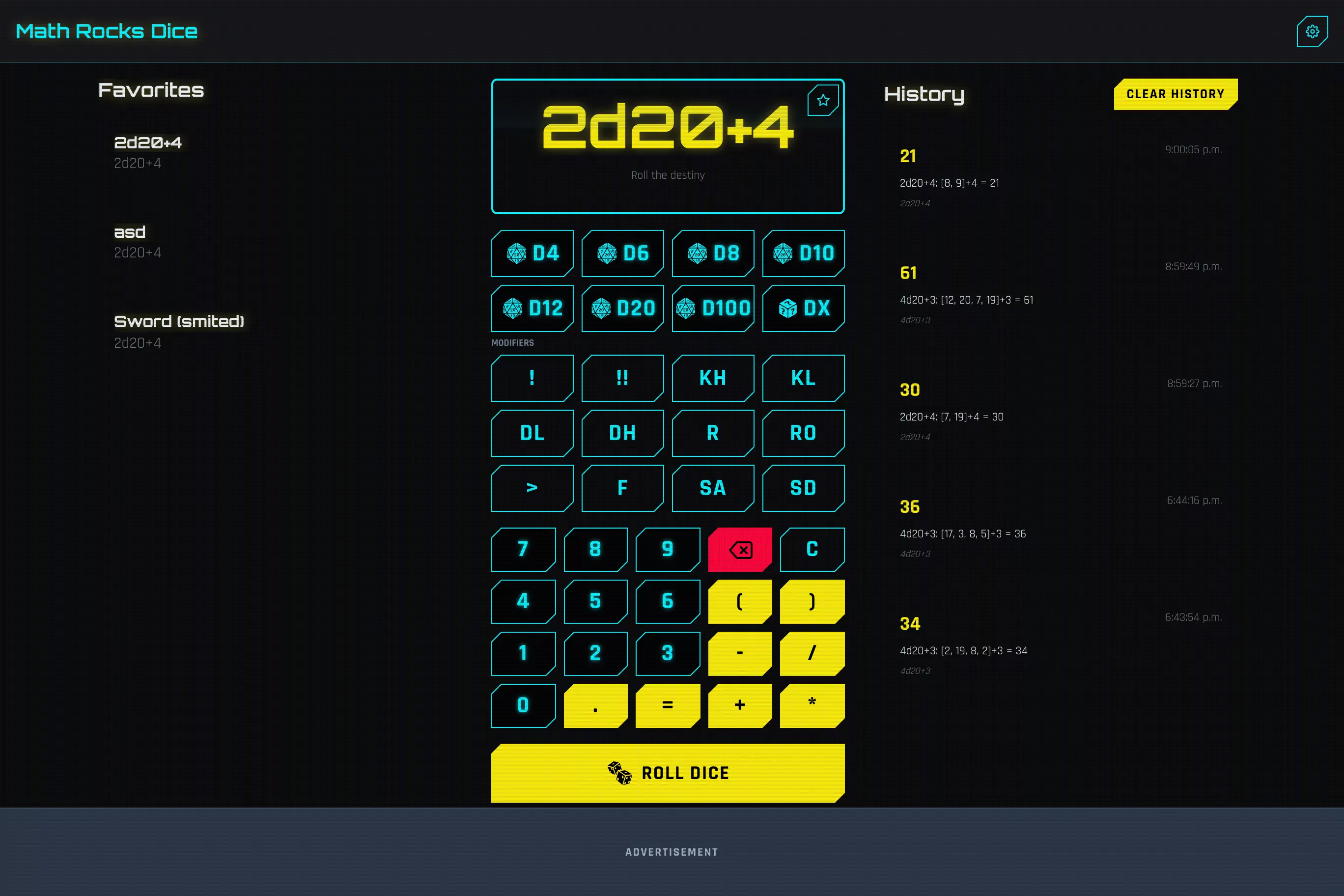 Math Rocks Dice Tablet Screen TABLET_01_NOTATION